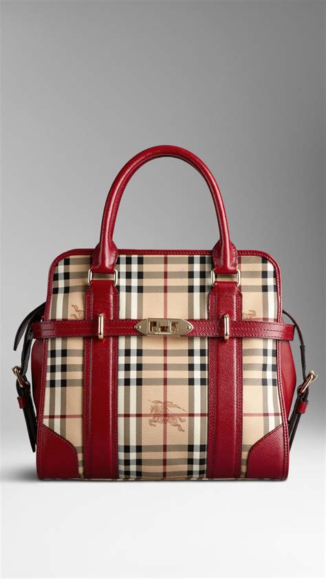 burberry tote bag red|Burberry haymarket check tote bag.